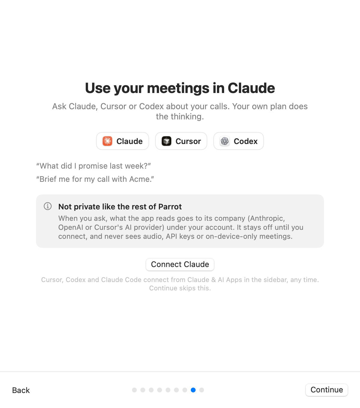 The step that connects Claude, Cursor or Codex