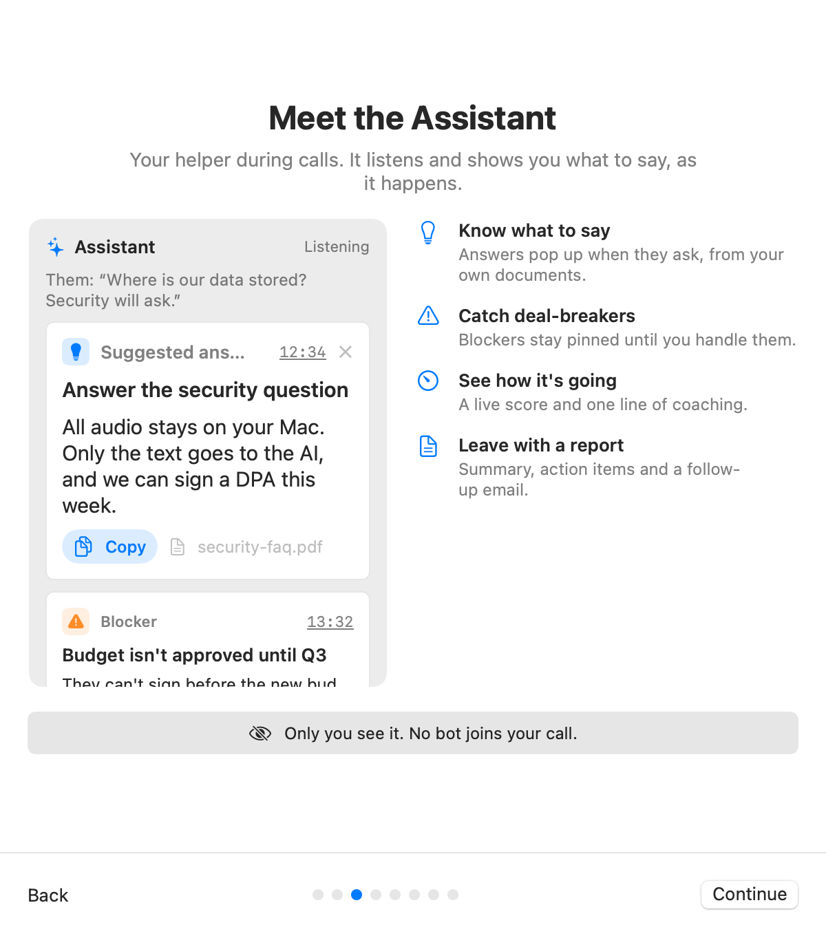 The Meet the Assistant step: an example call and four benefits